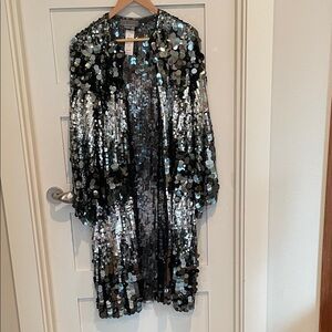 Anthropologie Black and Silver Sequin Jacket
